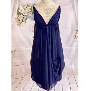 JIM HJELM Flutter Dress with Thin Straps in Blue US 4